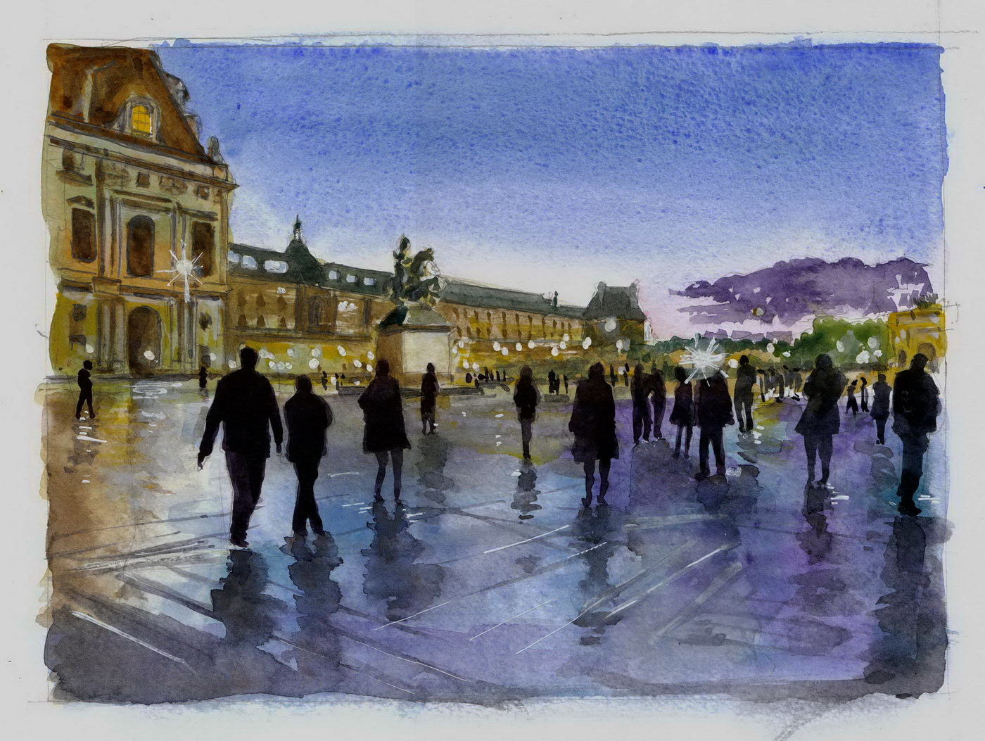 Cour du Louvre après la pluie – Paris