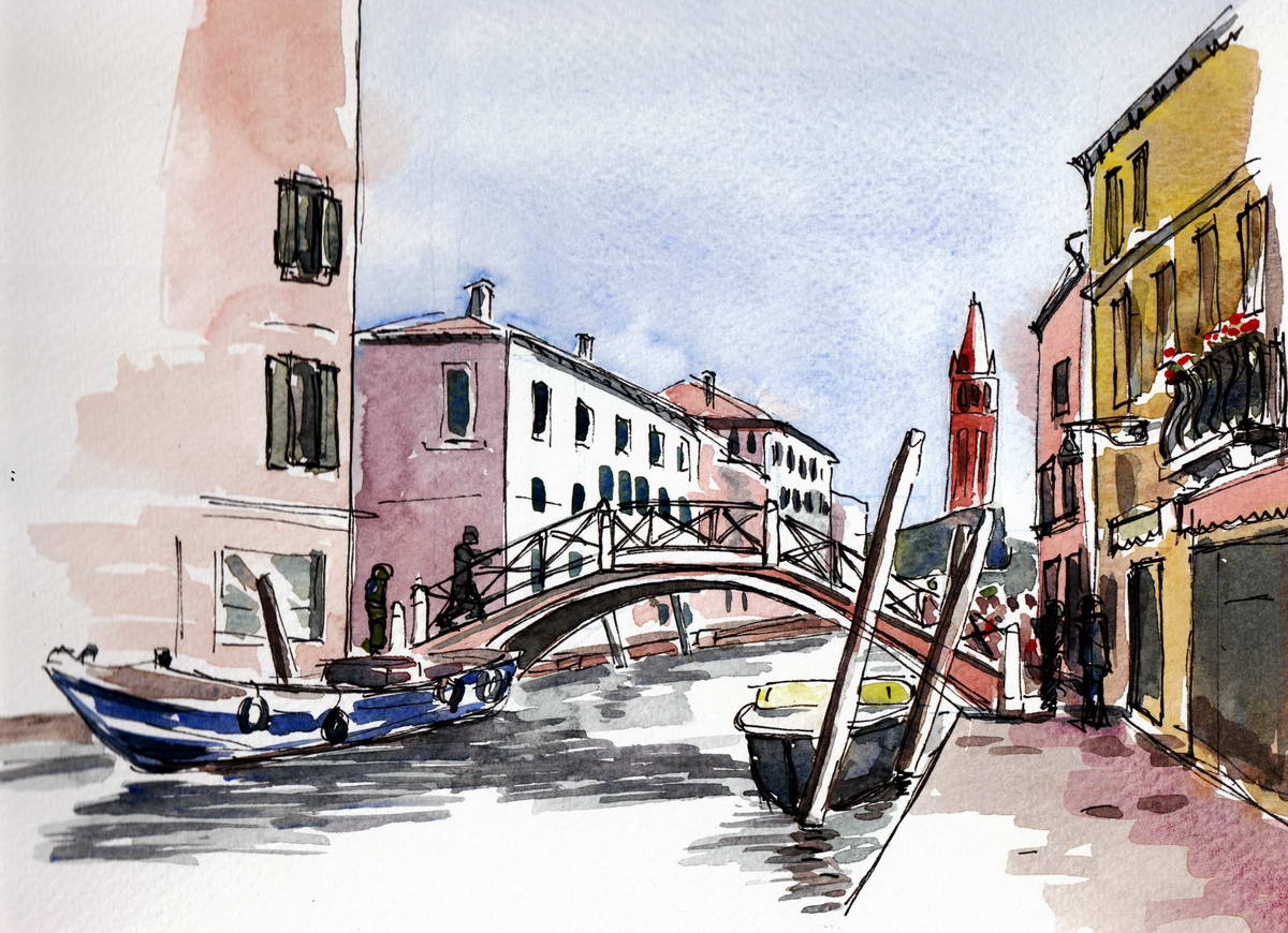 Pont près du marché flottant – Venise